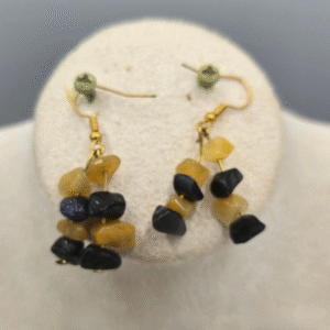 Tan and Black 2 Strand Gemstone Drops